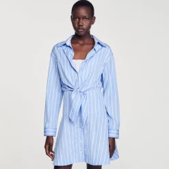 Mulheres Sandro Paris Vestido Camisa Listrado Com No