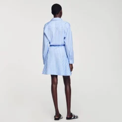 Mulheres Sandro Paris Vestido Camisa Listrado Com No