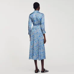 Mulheres Sandro Paris Vestido Camisa Midi Com Flores