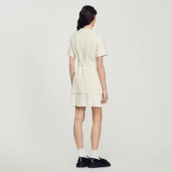 Mulheres Sandro Paris Vestido Casaco De La Com Efeito Tweed