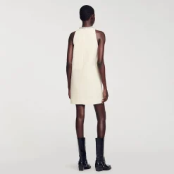 Mulheres Sandro Paris Vestido Com Gola Com Joias