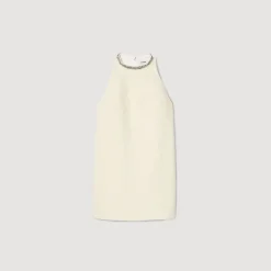 Mulheres Sandro Paris Vestido Com Gola Com Joias