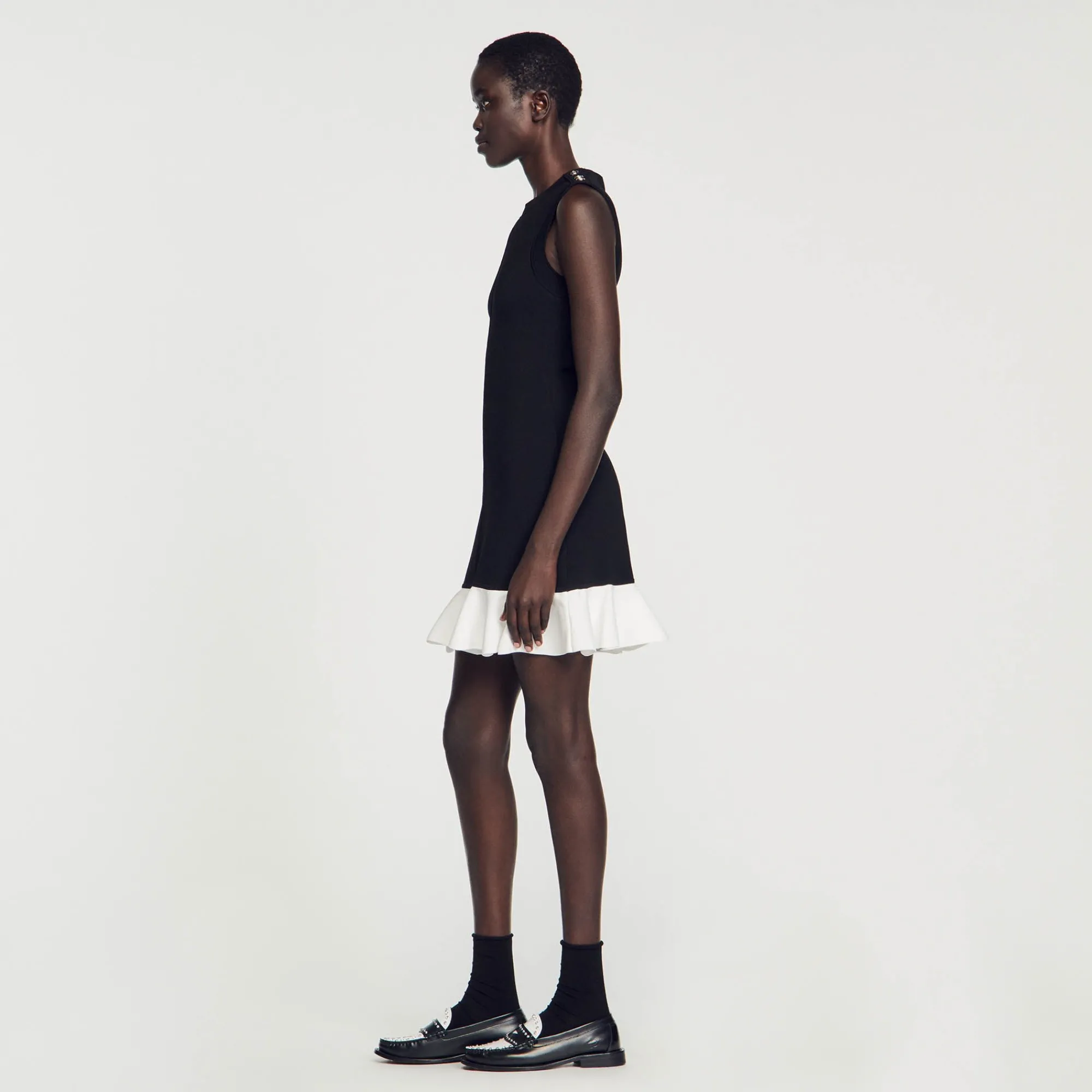 Mulheres Sandro Paris Vestido Curto Bicolor