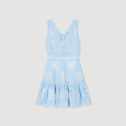 Mulheres Sandro Paris Vestido Curto Com Bordado Ingles