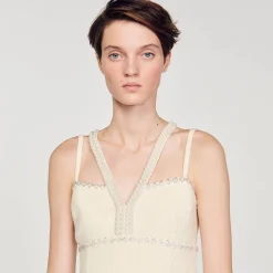 Mulheres Sandro Paris Vestido Curto Com Detalhe De Perola