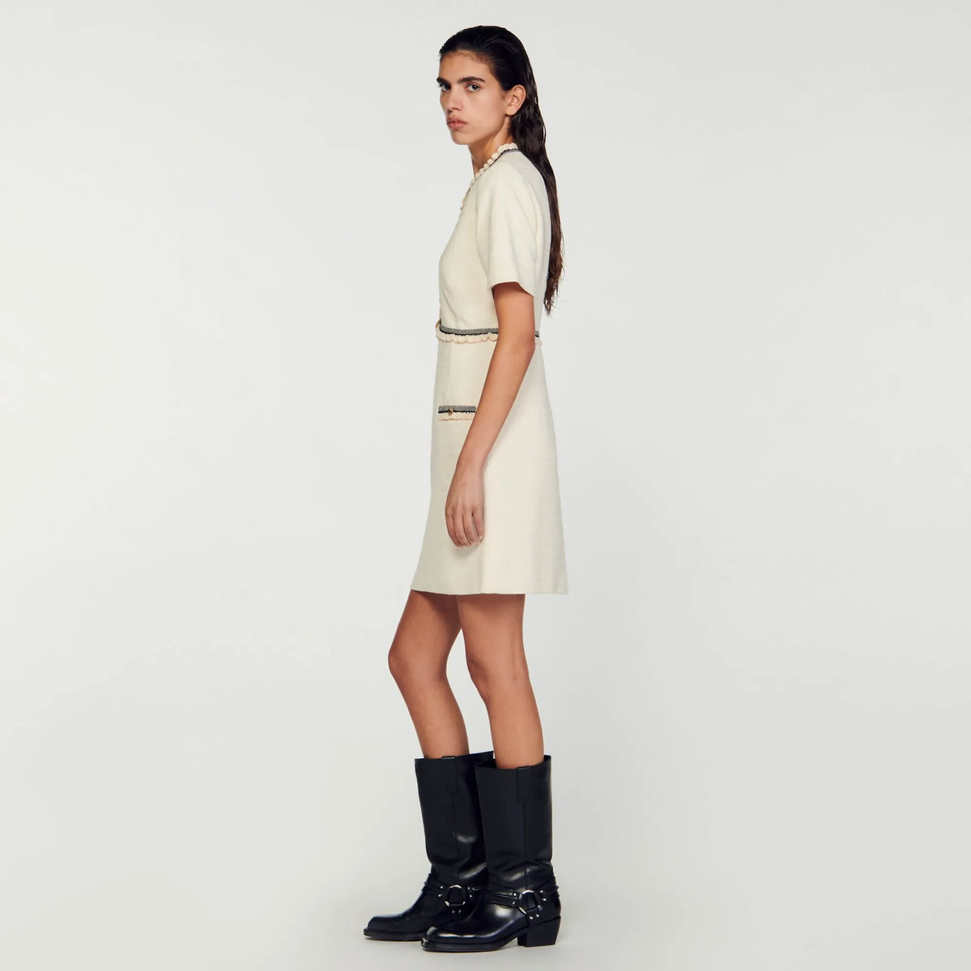 Mulheres Sandro Paris Vestido Curto De Tweed