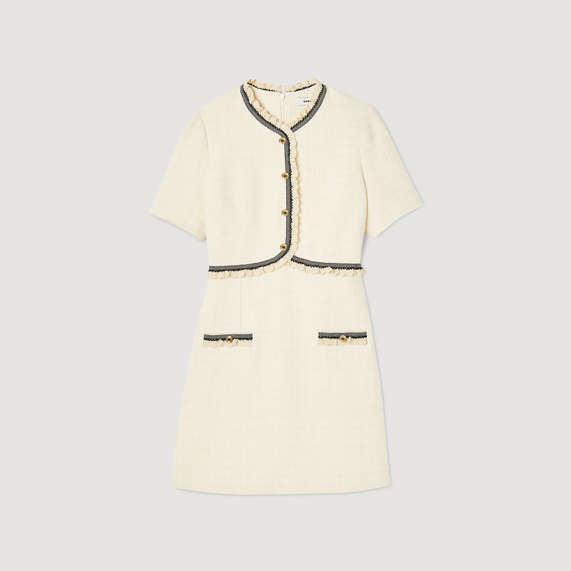 Mulheres Sandro Paris Vestido Curto De Tweed