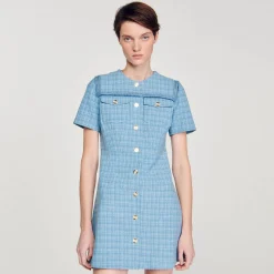 Mulheres Sandro Paris Vestido Curto De Tweed Com Botoes