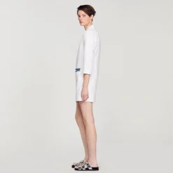 Mulheres Sandro Paris Vestido Curto De Tweed Manga Longa