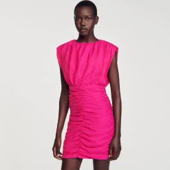 Mulheres Sandro Paris Vestido Curto Drapeado