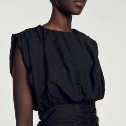 Mulheres Sandro Paris Vestido Curto Drapeado