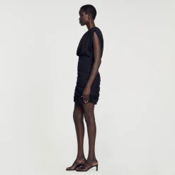 Mulheres Sandro Paris Vestido Curto Drapeado