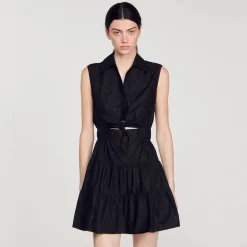 Mulheres Sandro Paris Vestido Curto Drapeado Com Strass