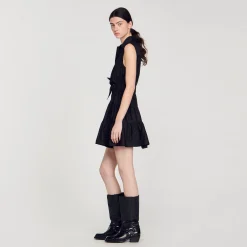 Mulheres Sandro Paris Vestido Curto Drapeado Com Strass