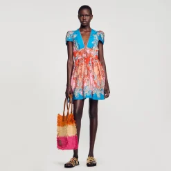 Mulheres Sandro Paris Vestido Curto Estampado