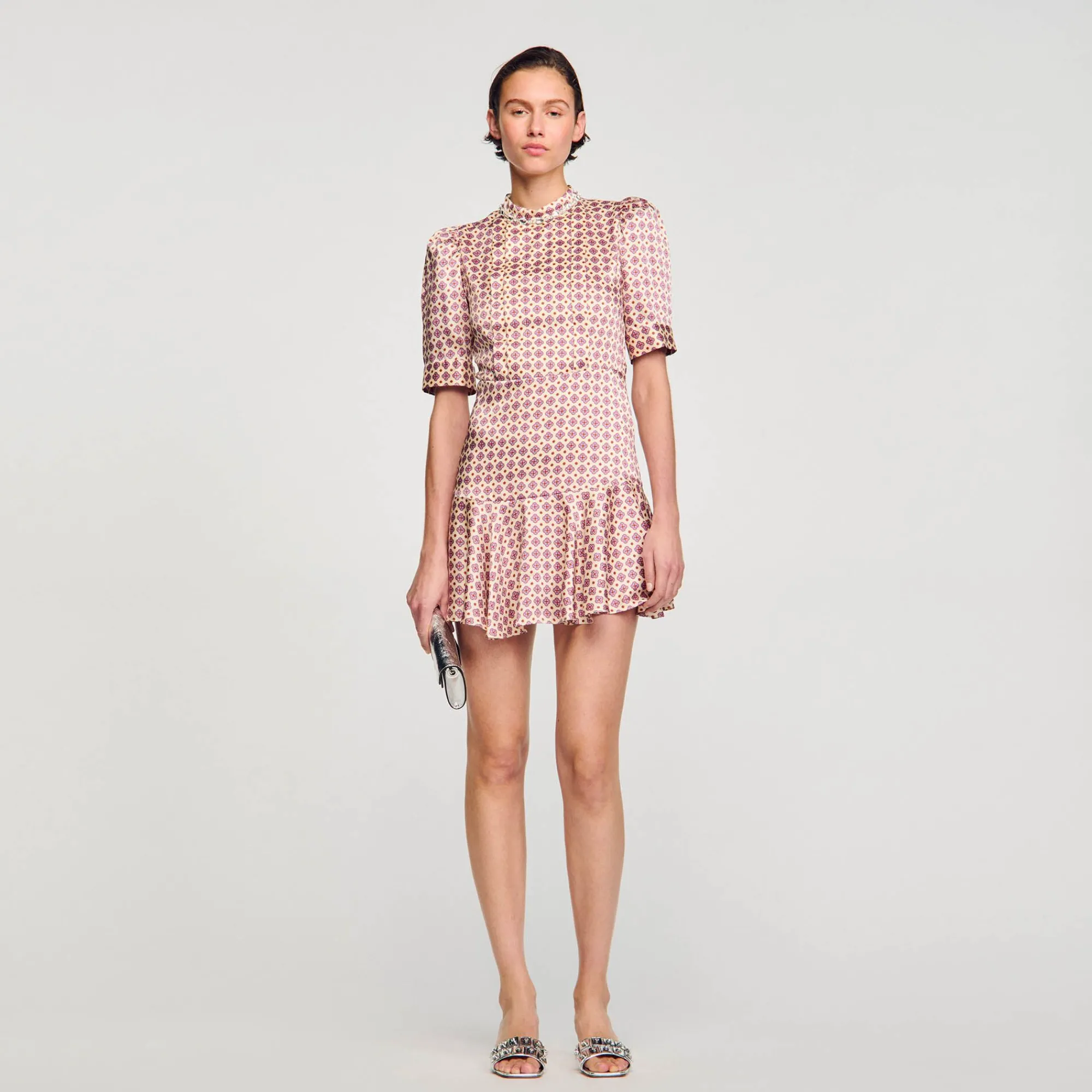 Mulheres Sandro Paris Vestido Curto Estampado