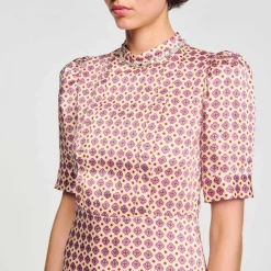 Mulheres Sandro Paris Vestido Curto Estampado