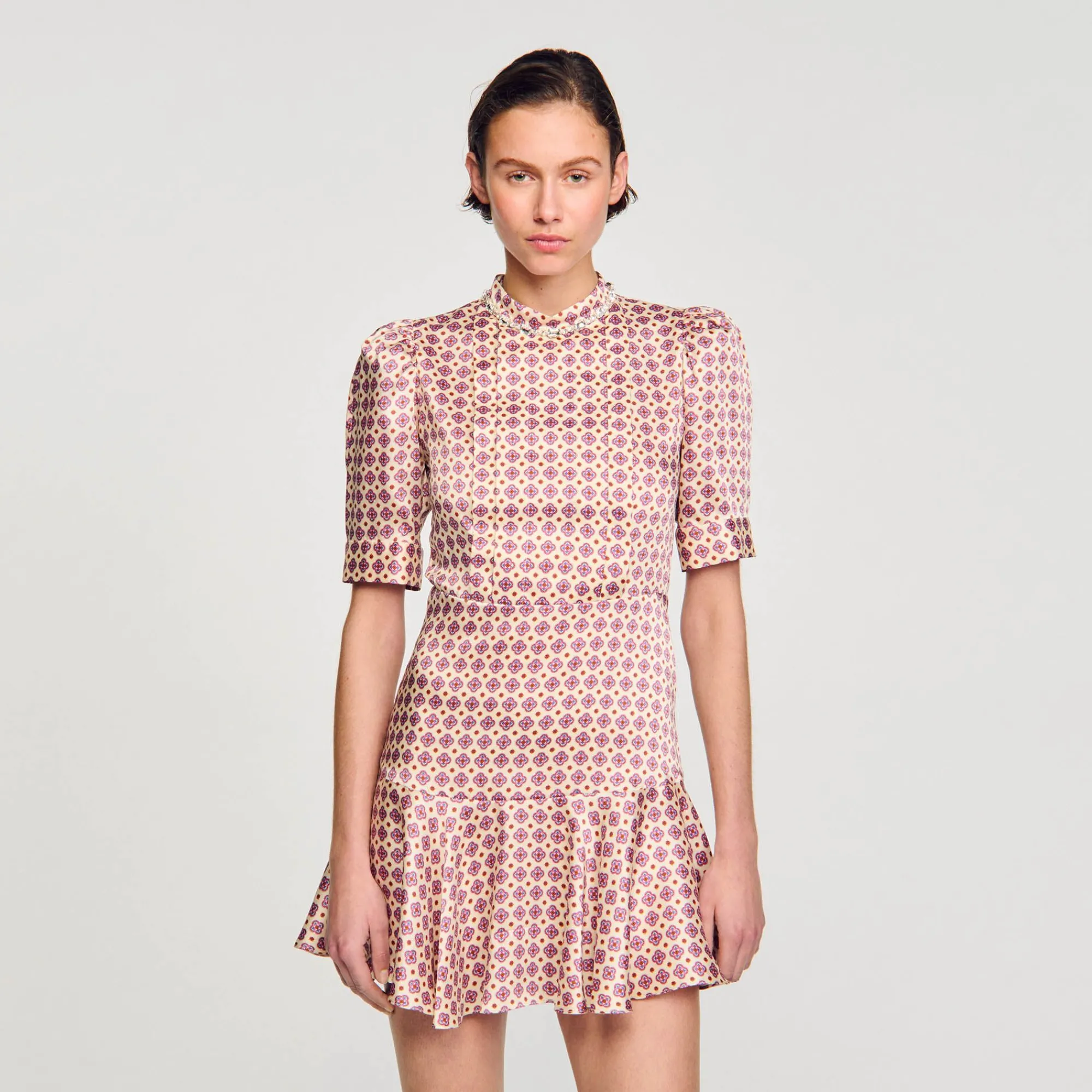 Mulheres Sandro Paris Vestido Curto Estampado