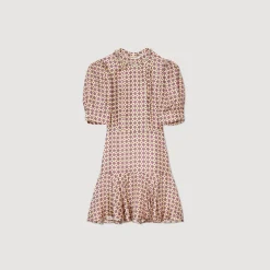 Mulheres Sandro Paris Vestido Curto Estampado