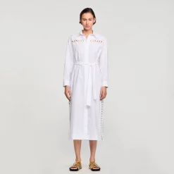 Mulheres Sandro Paris Vestido De Camisa Longa