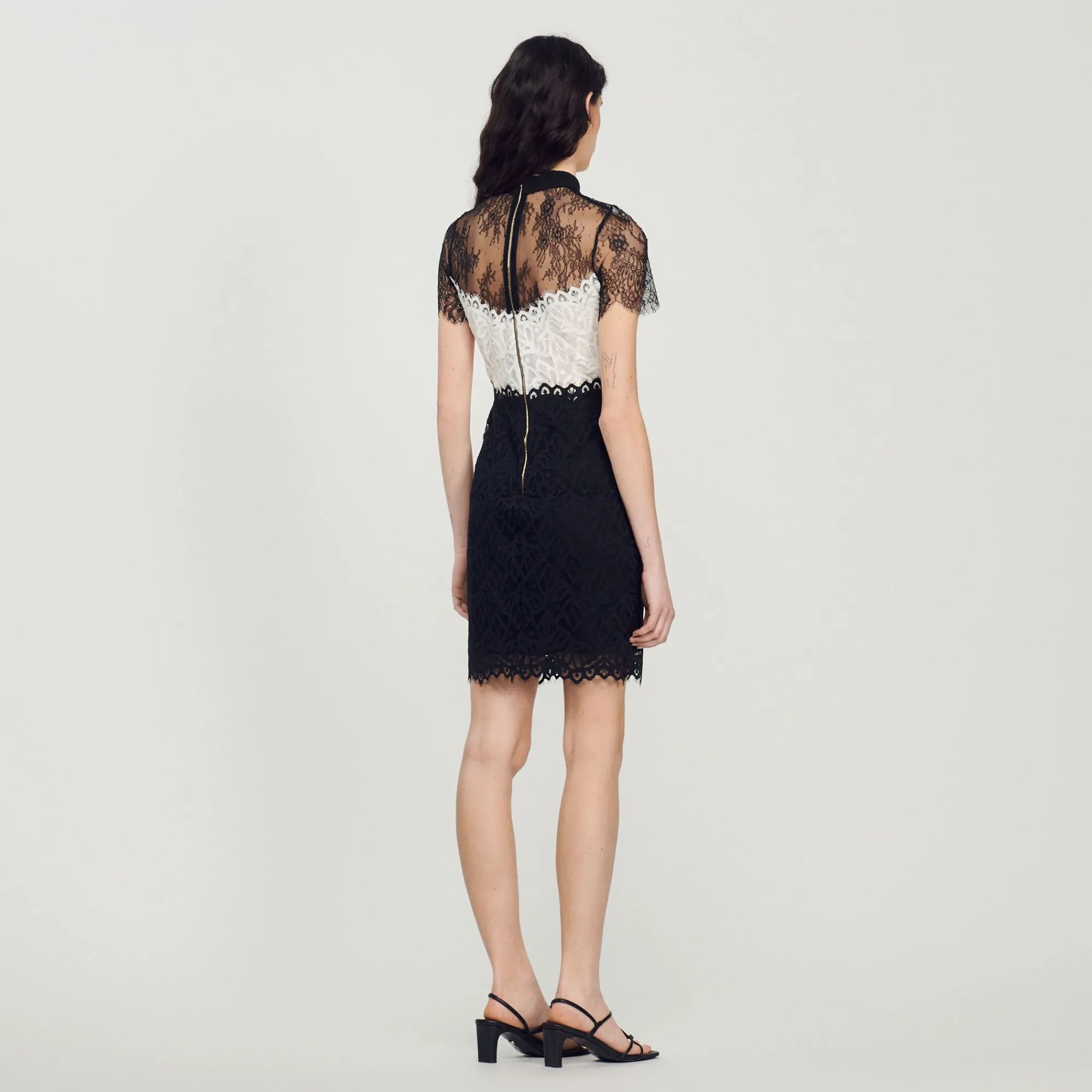 Mulheres Sandro Paris Vestido De Renda Bicolor