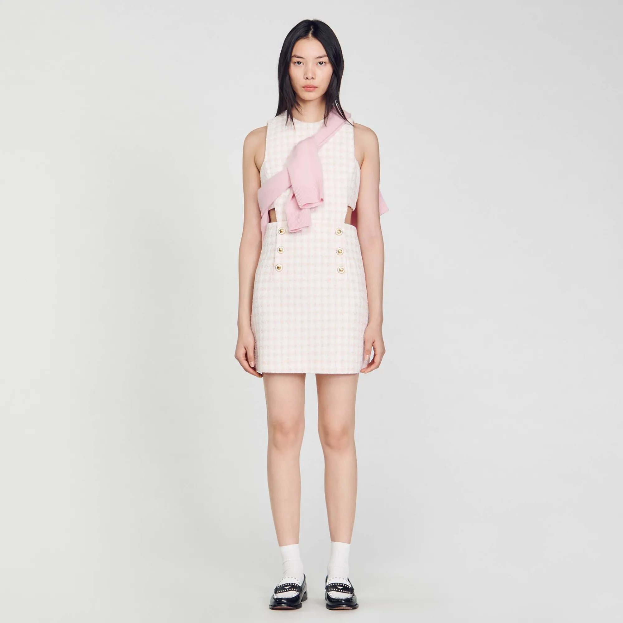 Mulheres Sandro Paris Vestido De Sarja Perfurado