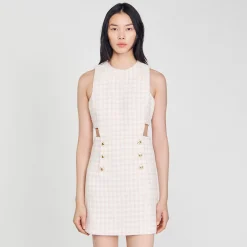 Mulheres Sandro Paris Vestido De Sarja Perfurado