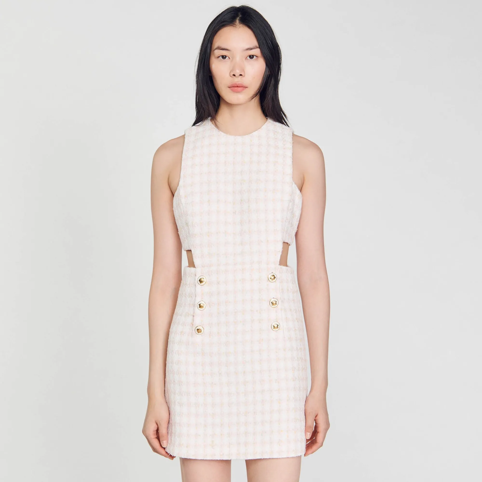 Mulheres Sandro Paris Vestido De Sarja Perfurado