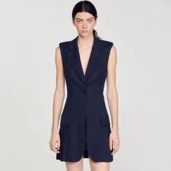 Mulheres Sandro Paris Vestido De Terno Curto Plissado