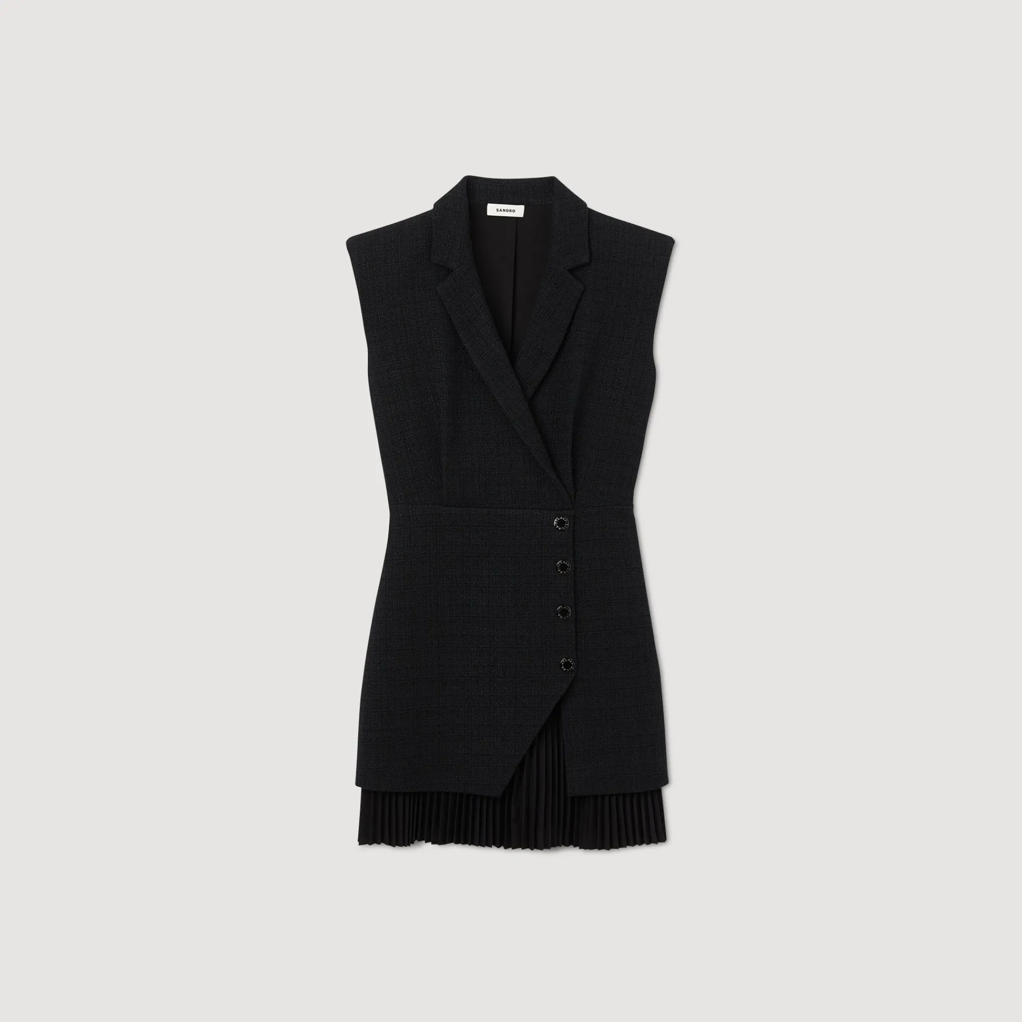 Mulheres Sandro Paris Vestido De Tweed Plissado