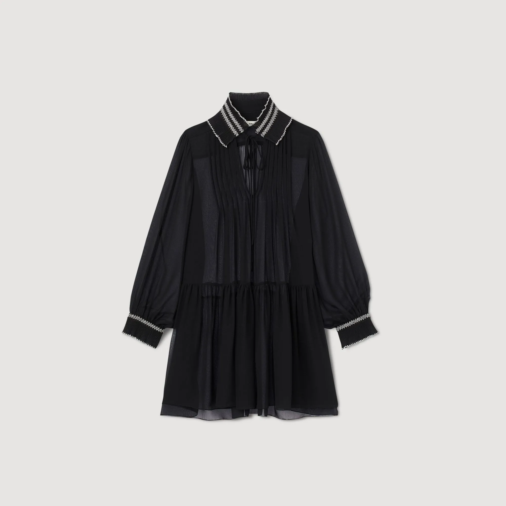 Mulheres Sandro Paris Vestido Fluido De Musselina