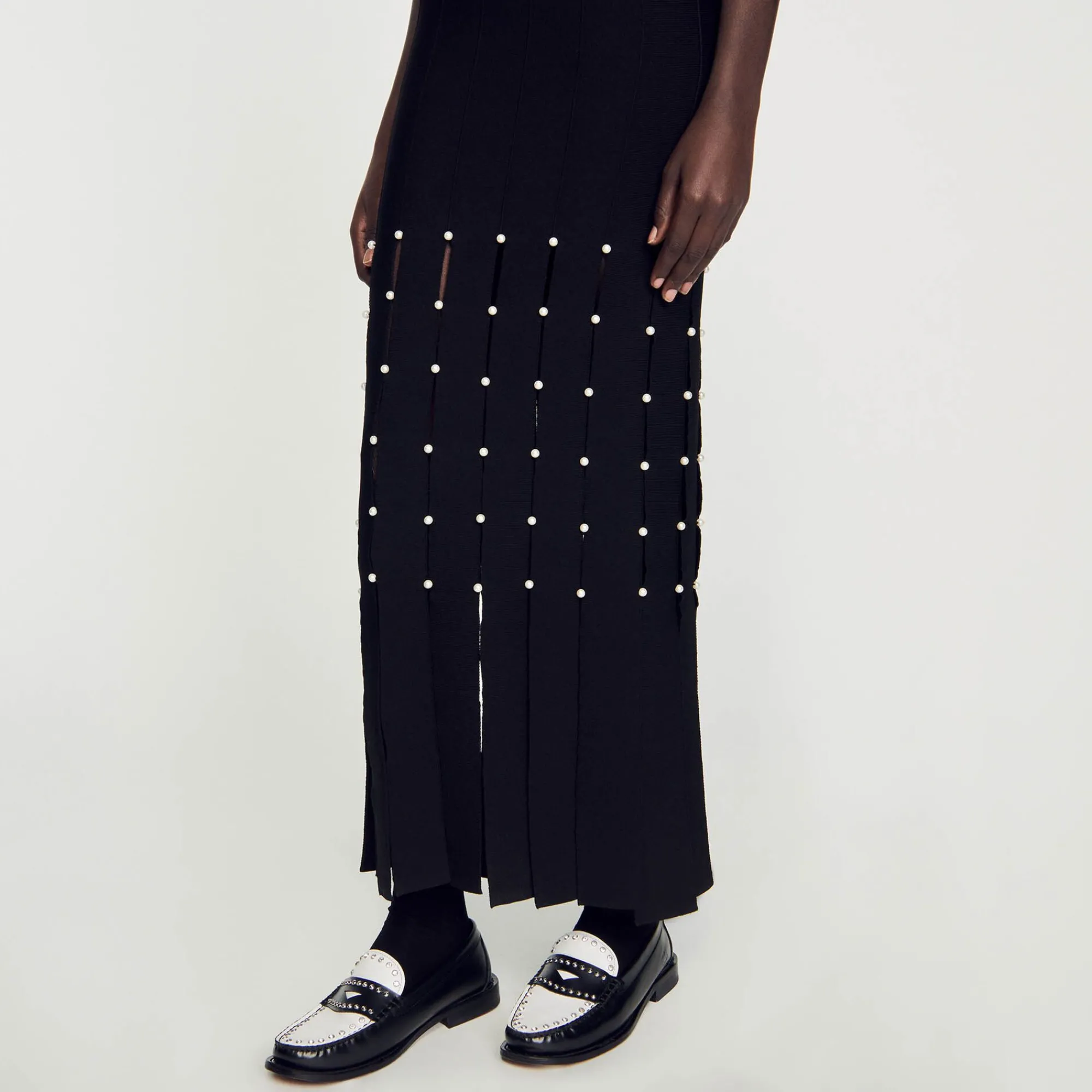 Mulheres Sandro Paris Vestido Longo Com Franjas