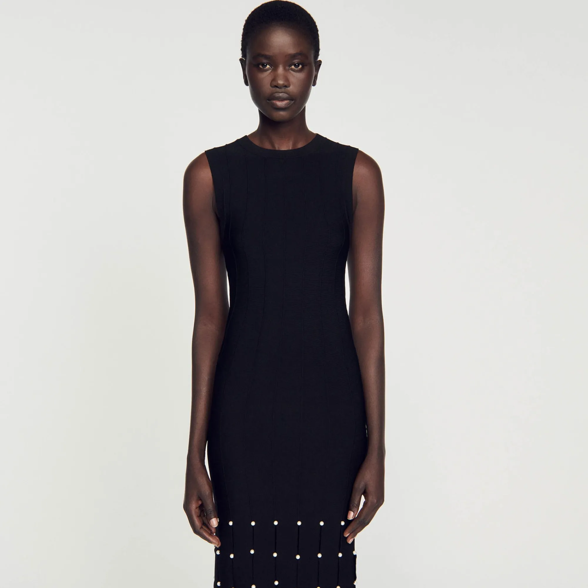 Mulheres Sandro Paris Vestido Longo Com Franjas