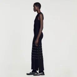 Mulheres Sandro Paris Vestido Longo Com Franjas