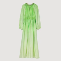 Mulheres Sandro Paris Vestido Longo Com Strass No Pescoco