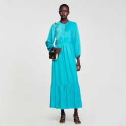 Mulheres Sandro Paris Vestido Longo De Cetim