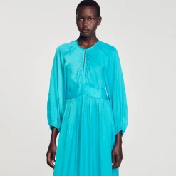 Mulheres Sandro Paris Vestido Longo De Cetim