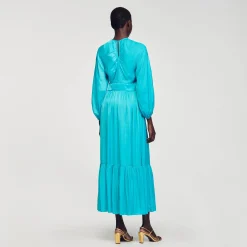 Mulheres Sandro Paris Vestido Longo De Cetim