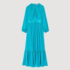 Mulheres Sandro Paris Vestido Longo De Cetim
