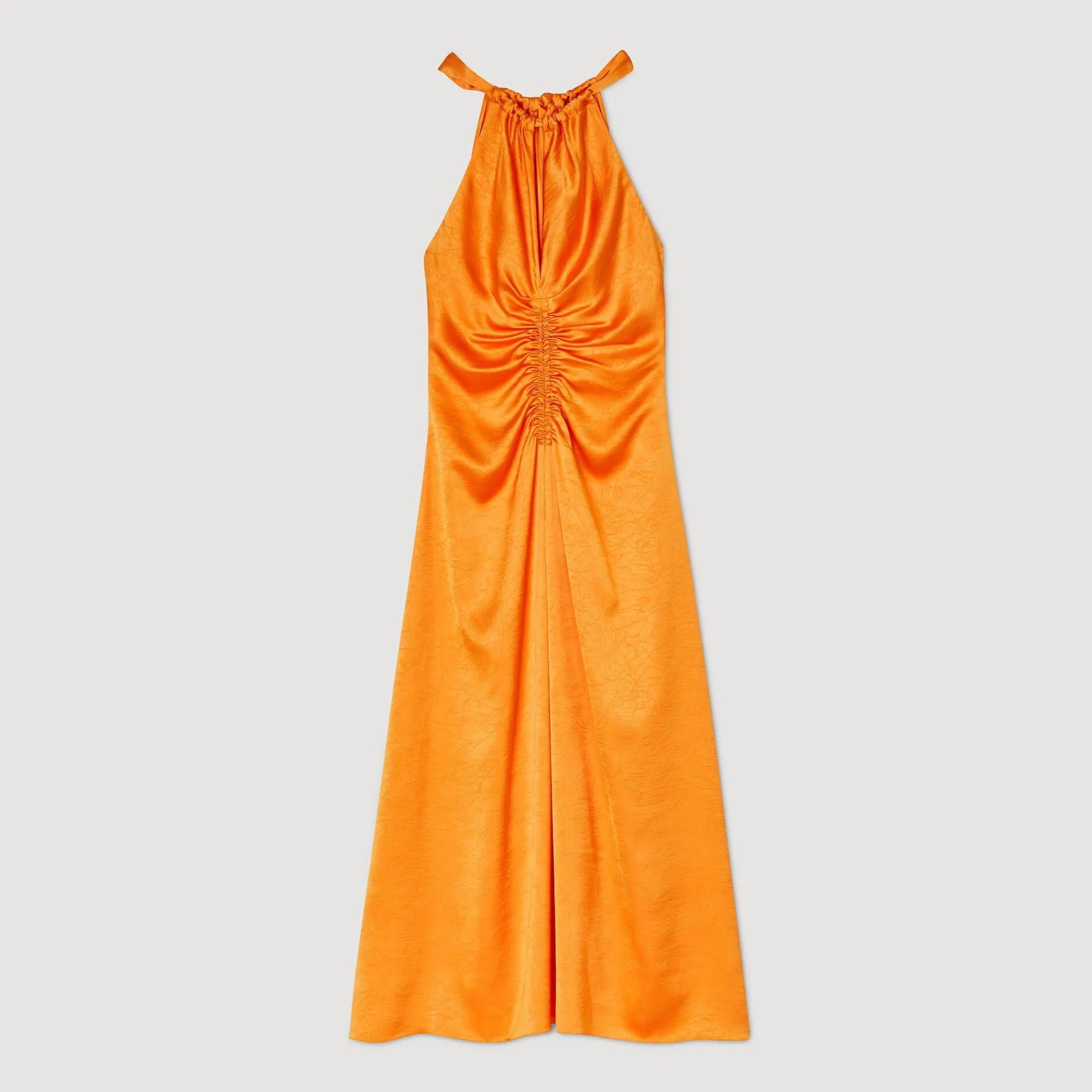 Mulheres Sandro Paris Vestido Longo De Cetim E Franzido