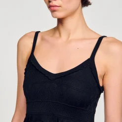 Mulheres Sandro Paris Vestido Longo De Malha