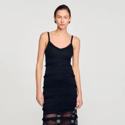 Mulheres Sandro Paris Vestido Longo De Malha