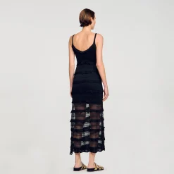 Mulheres Sandro Paris Vestido Longo De Malha