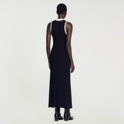 Mulheres Sandro Paris Vestido Longo De Malha