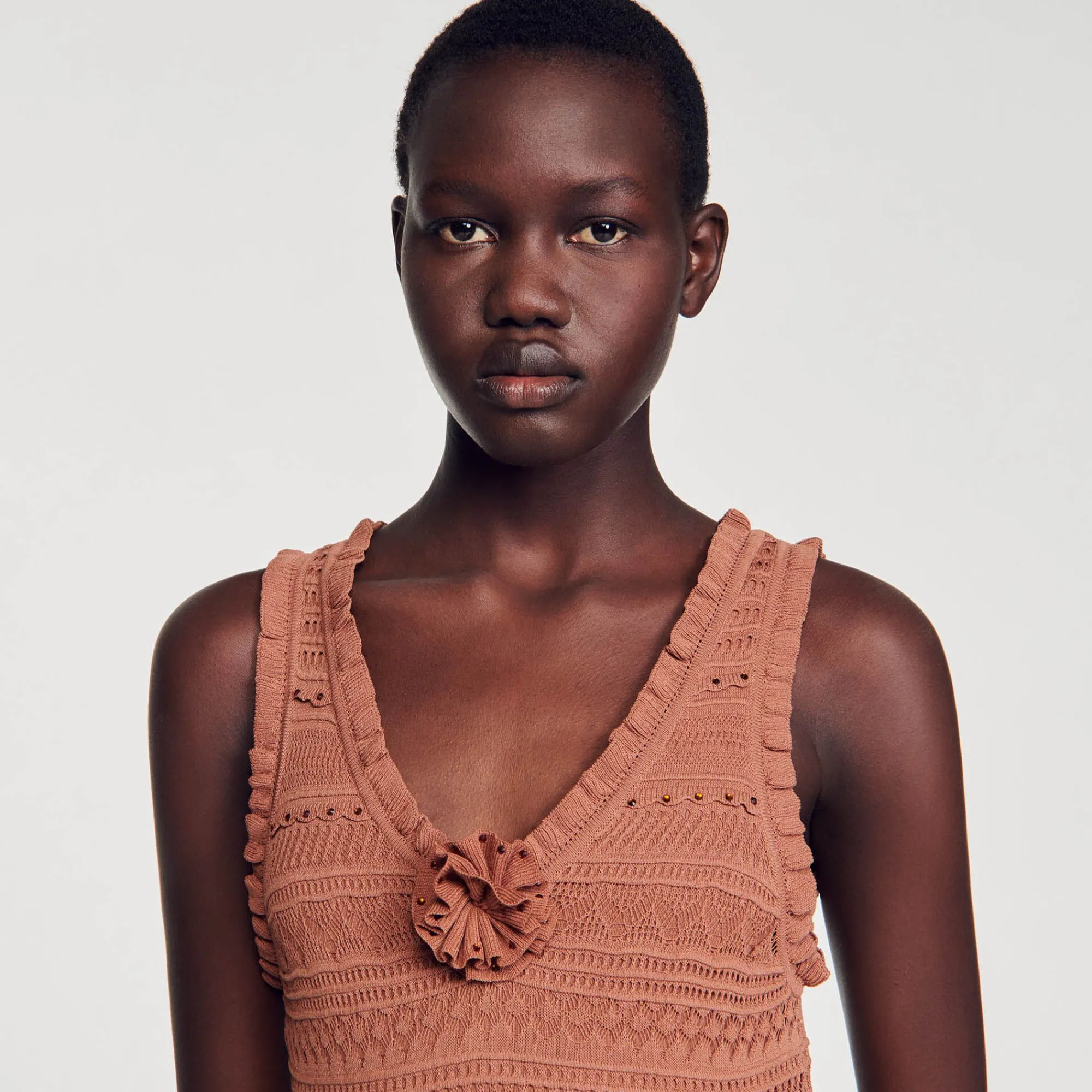 Mulheres Sandro Paris Vestido Longo De Malha