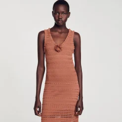 Mulheres Sandro Paris Vestido Longo De Malha