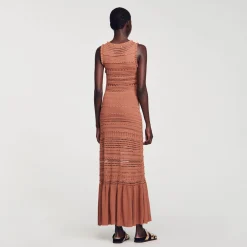 Mulheres Sandro Paris Vestido Longo De Malha