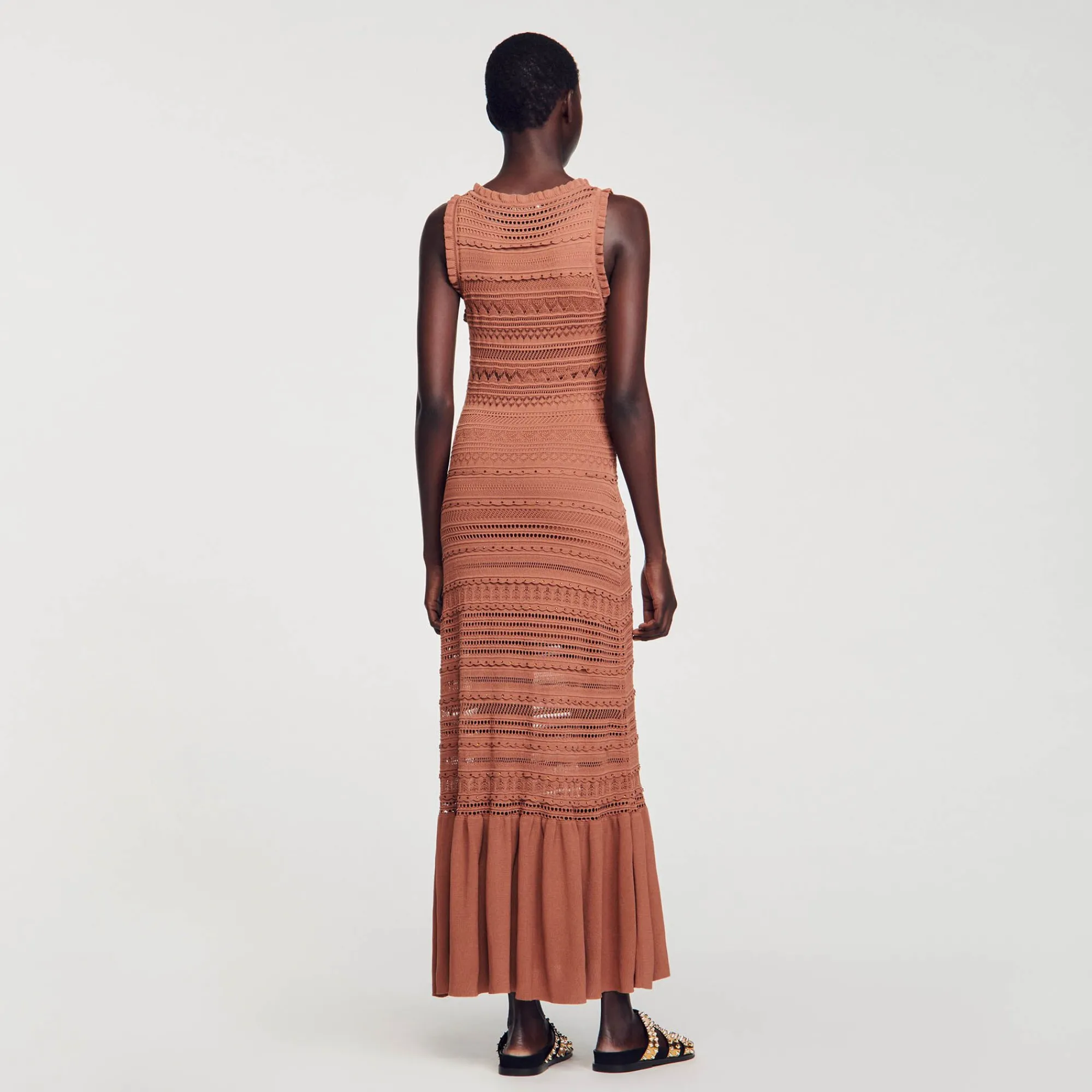 Mulheres Sandro Paris Vestido Longo De Malha