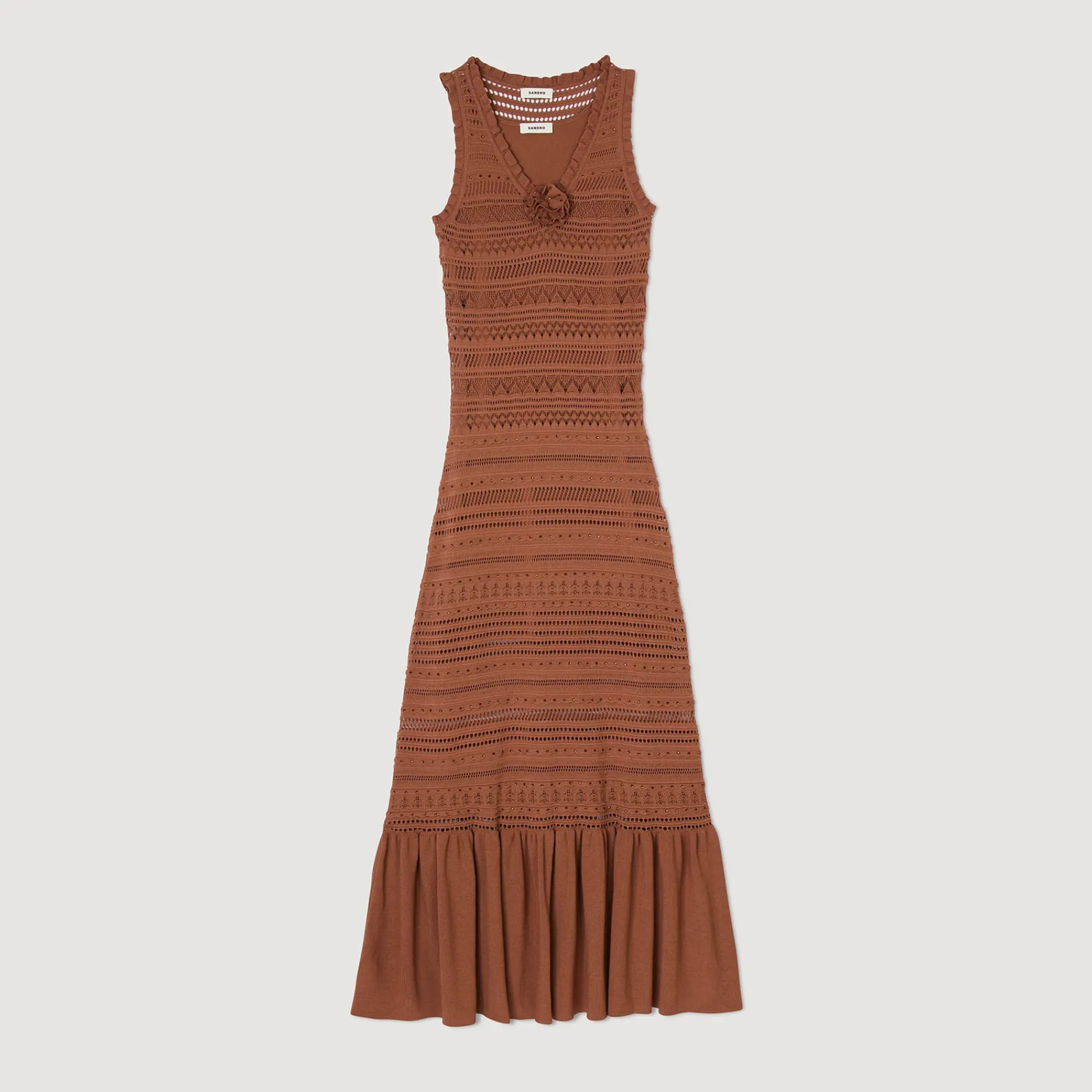 Mulheres Sandro Paris Vestido Longo De Malha