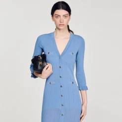 Mulheres Sandro Paris Vestido Longo De Malha